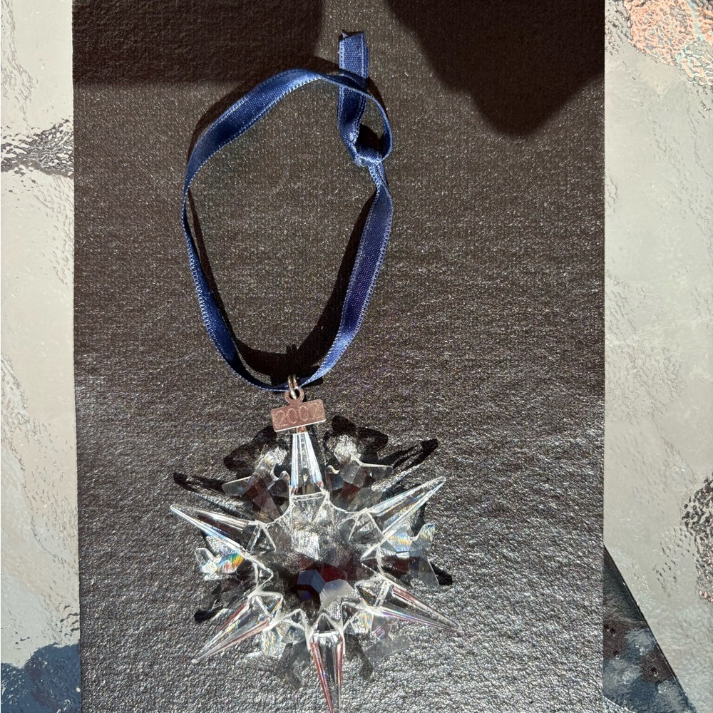 Swarovski Crystal Star Ornament with Blue Ribbon - Picture 2 of 4